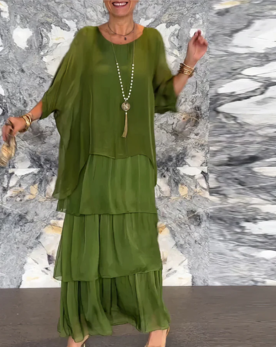 Robe maxi ample à col rond