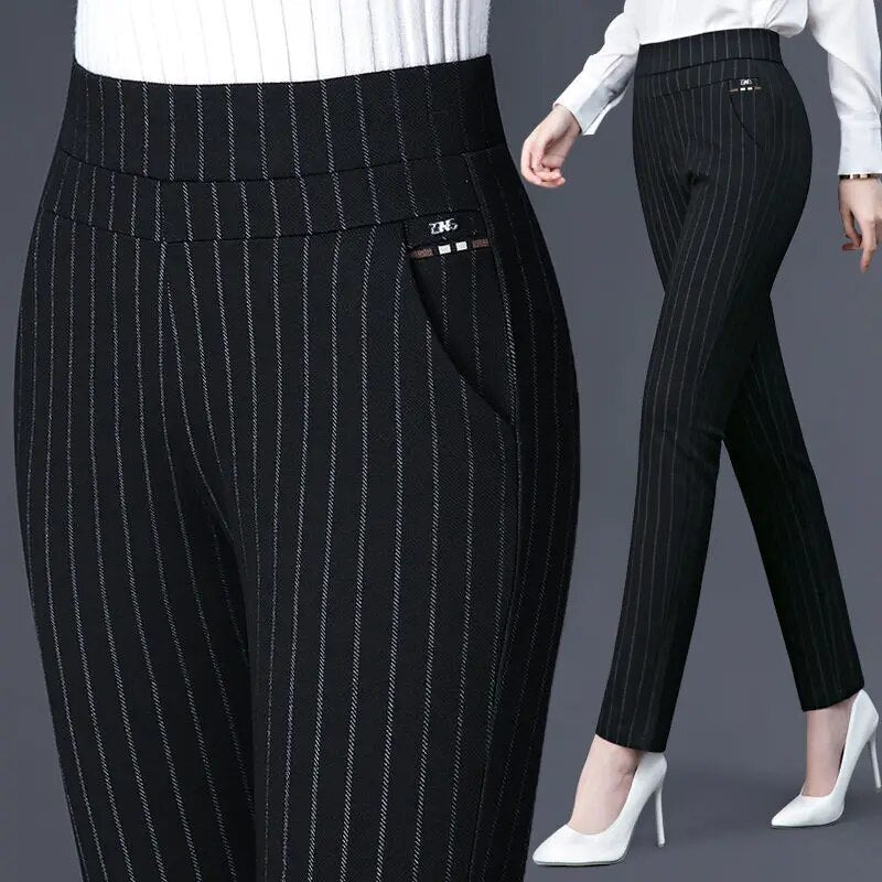 Pantalon Droit avec Taille Haute Élastique pour un Confort Optimal