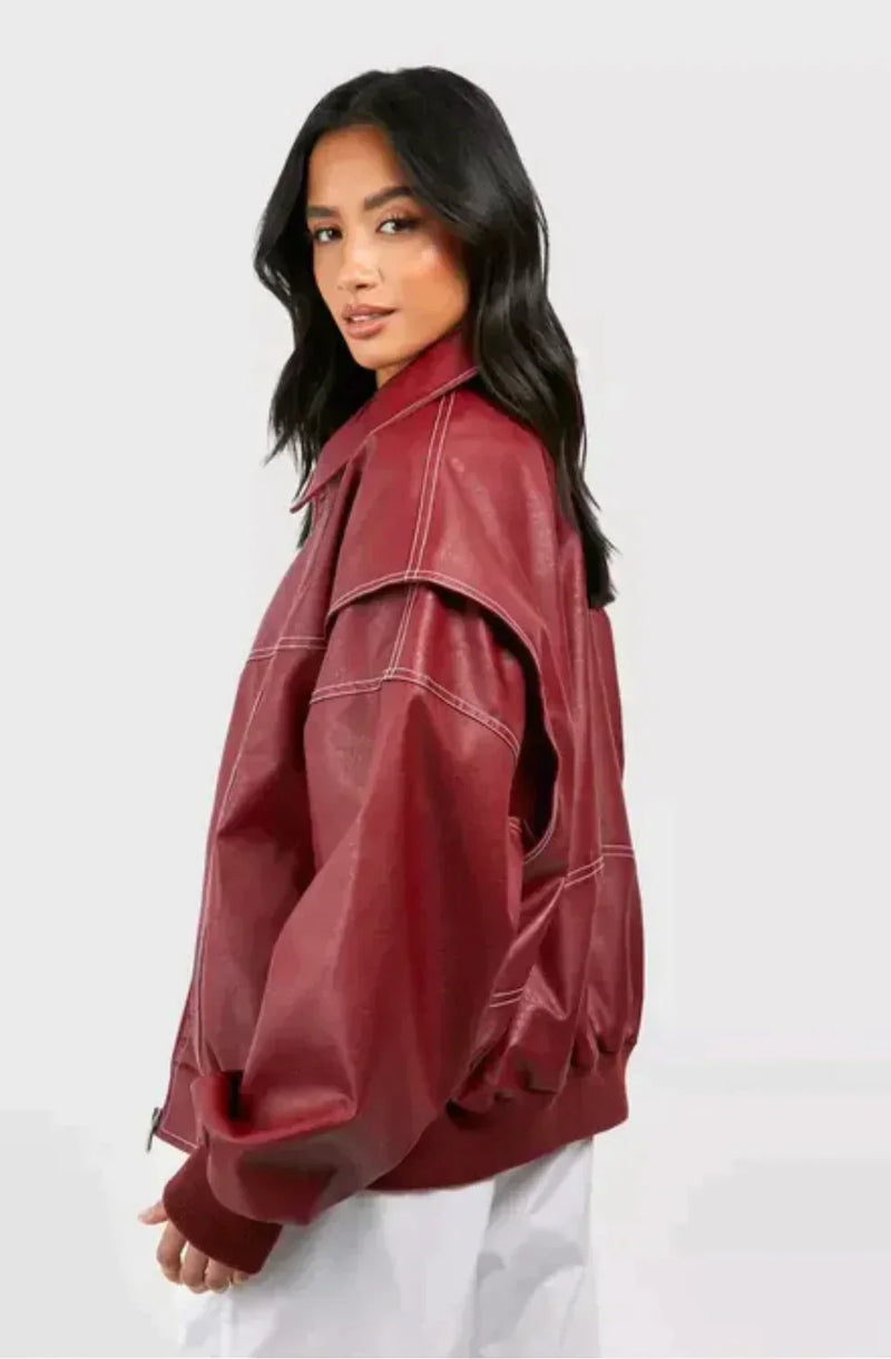 Veste en cuir oversized élégante et confortable pour un style quotidien