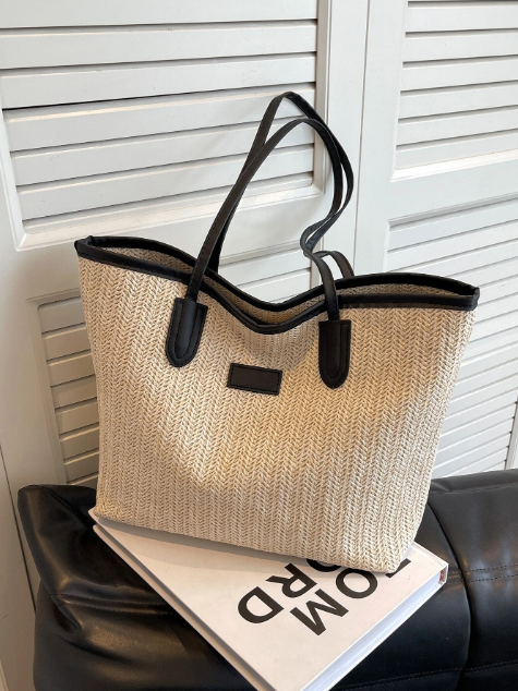 Sac en Paille avec Patch Lettre Isla