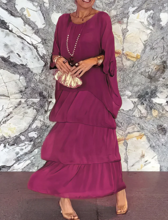 Robe maxi ample à col rond