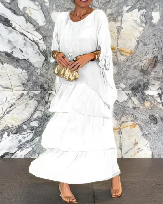 Robe maxi ample à col rond