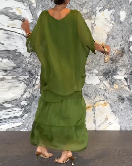 Robe maxi ample à col rond