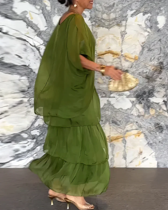 Robe maxi ample à col rond