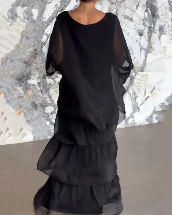 Robe maxi ample à col rond