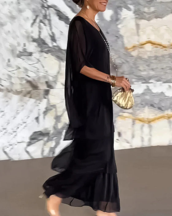 Robe maxi ample à col rond