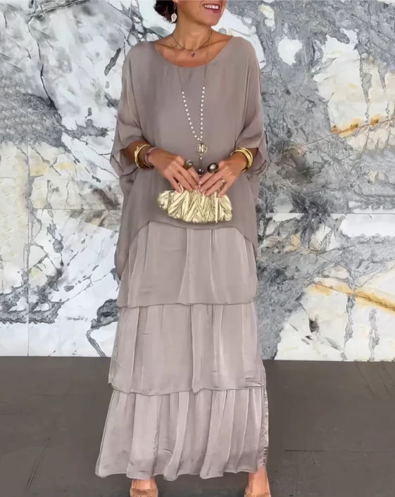 Robe maxi ample à col rond