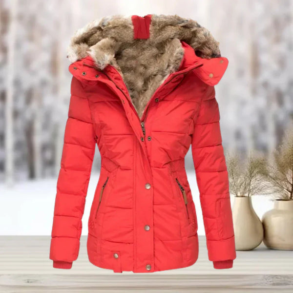 Manteau d'hiver luxueux avec capuche en fausse fourrure pour les journées froides