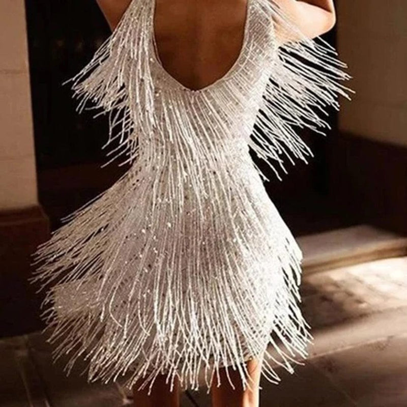 Mini Robe à Franges Idéale pour les Fêtes
