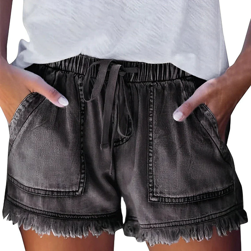 Short en denim à taille haute pour un look moderne et confortable