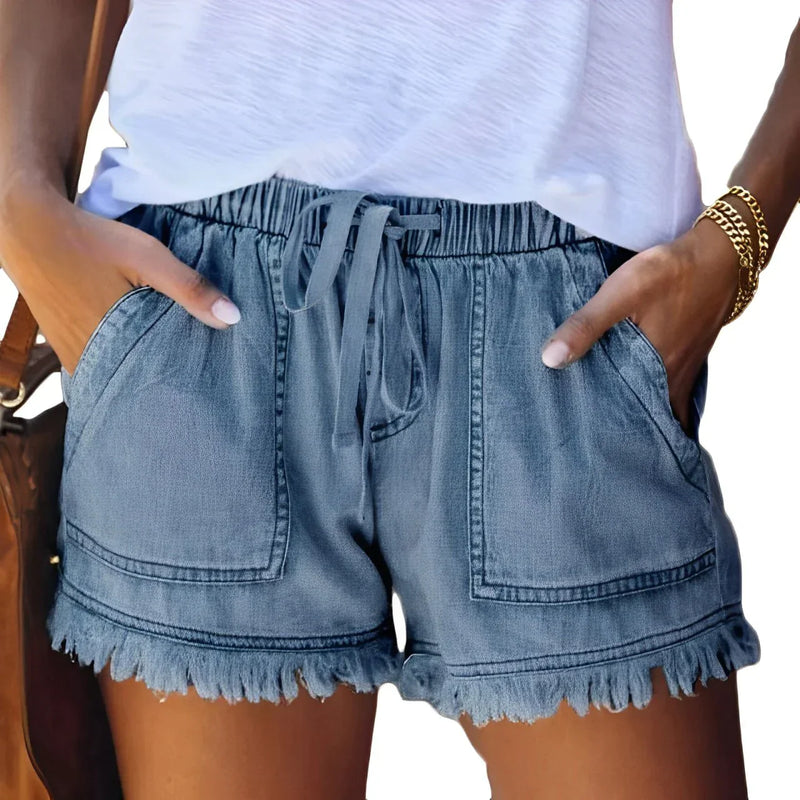 Short en denim à taille haute pour un look moderne et confortable