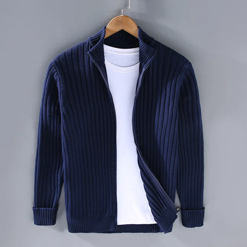 Cardigan en coton confortable avec fermeture éclair pour homme