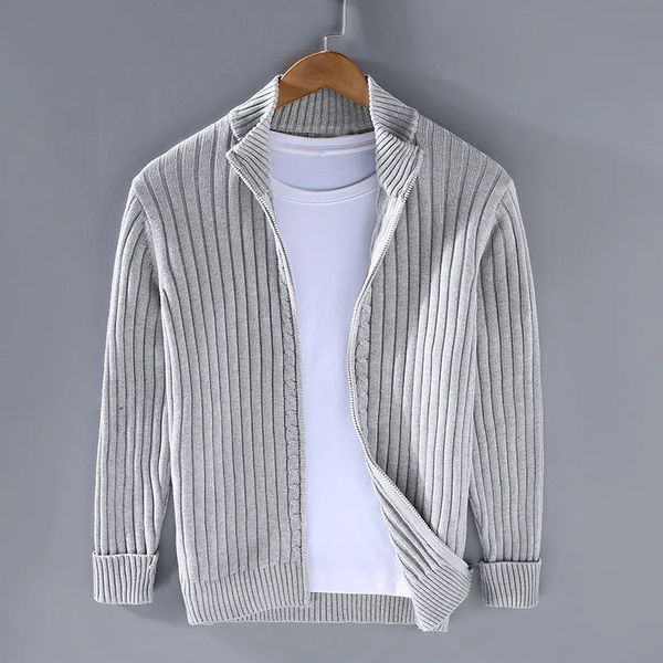 Cardigan élégant et confortable en coton avec fermeture éclair