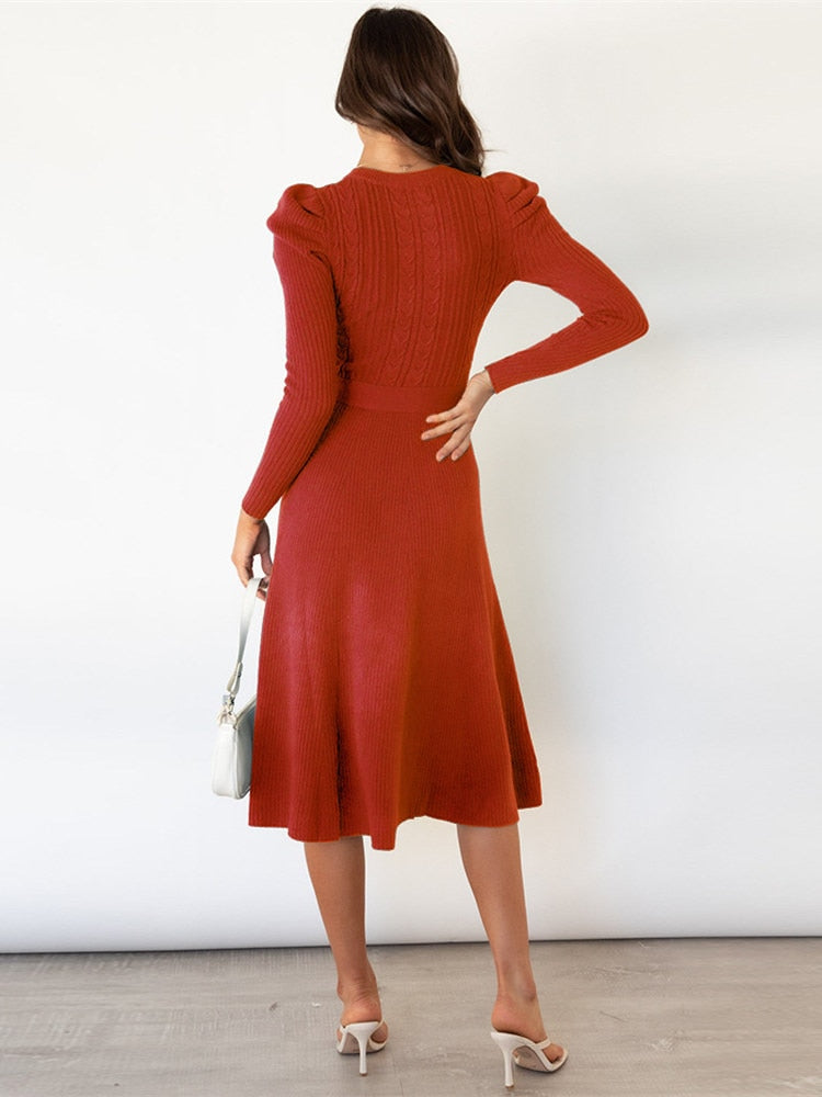 Robe Midi en Maille Élégante