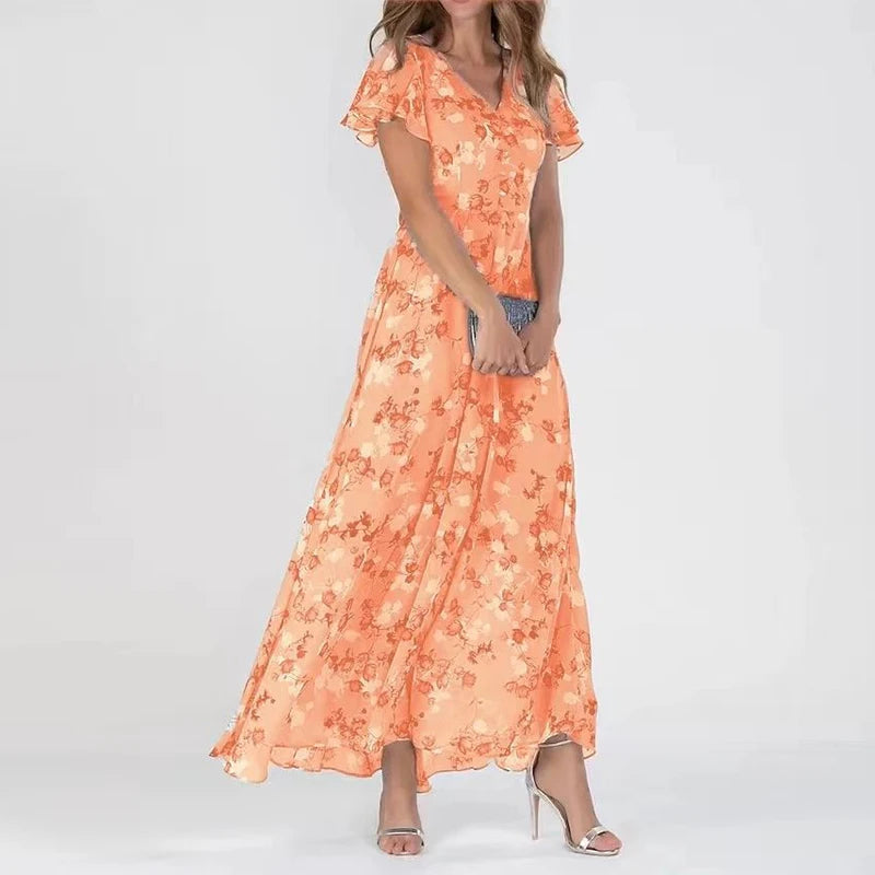 Robe midi élégante à fleurs – Parfaite pour un style raffiné et romantique
