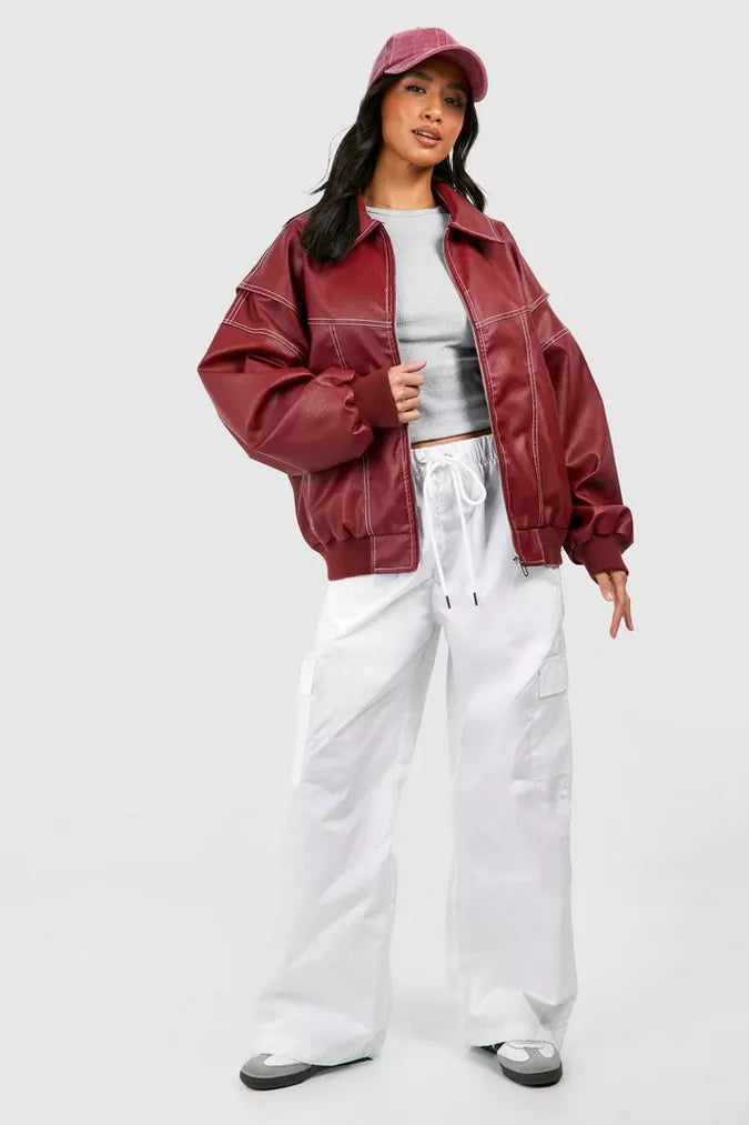 Veste en cuir oversized élégante et confortable pour un style quotidien