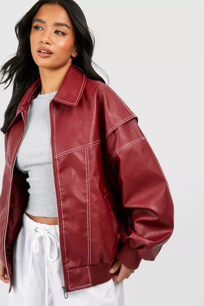 Veste en cuir oversized élégante et confortable pour un style quotidien