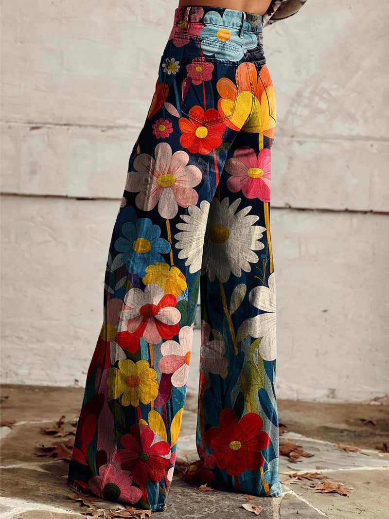 Pantalon Large à Fleurs Femme