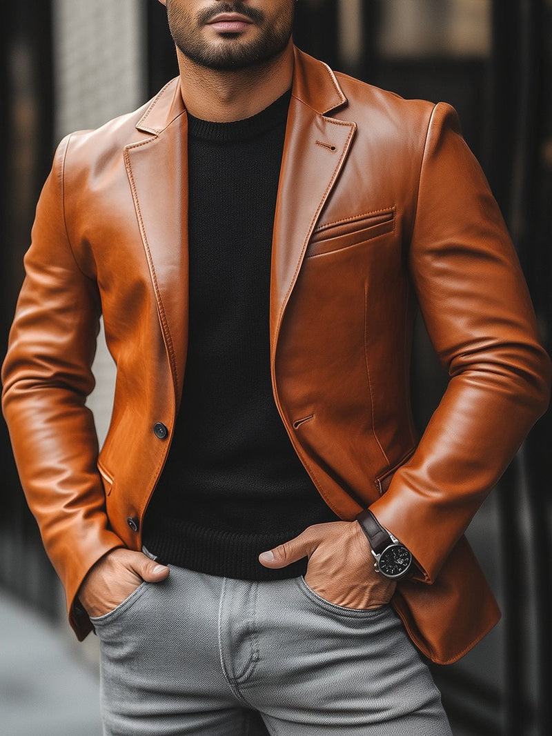 Veste en cuir élégante avec une coupe moderne
