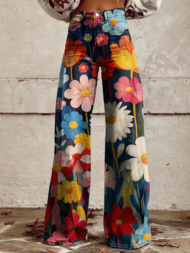 Pantalon Large à Fleurs Femme