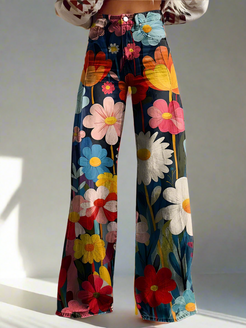 Pantalon Large à Fleurs Femme