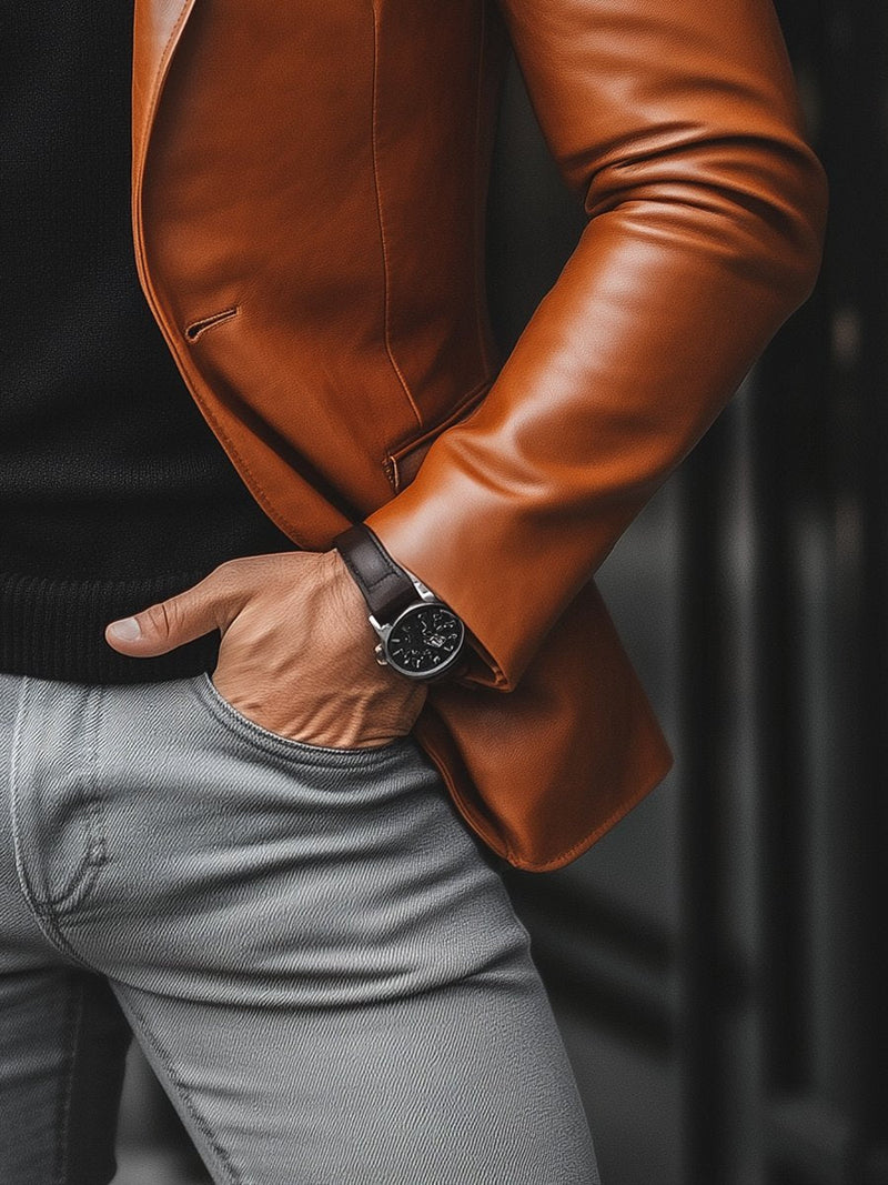 Veste en cuir élégante avec une coupe moderne