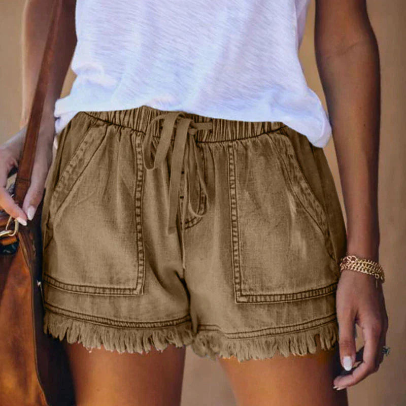 Short en denim à taille haute pour un look moderne et confortable