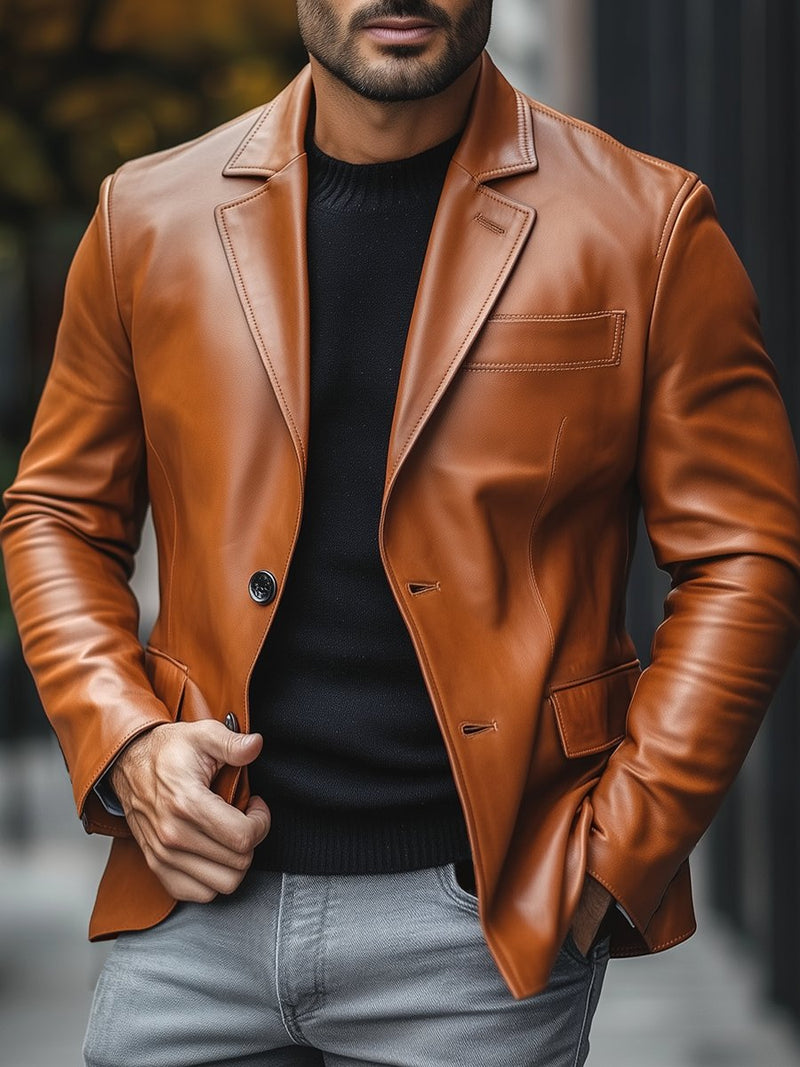 Veste en cuir élégante avec une coupe moderne