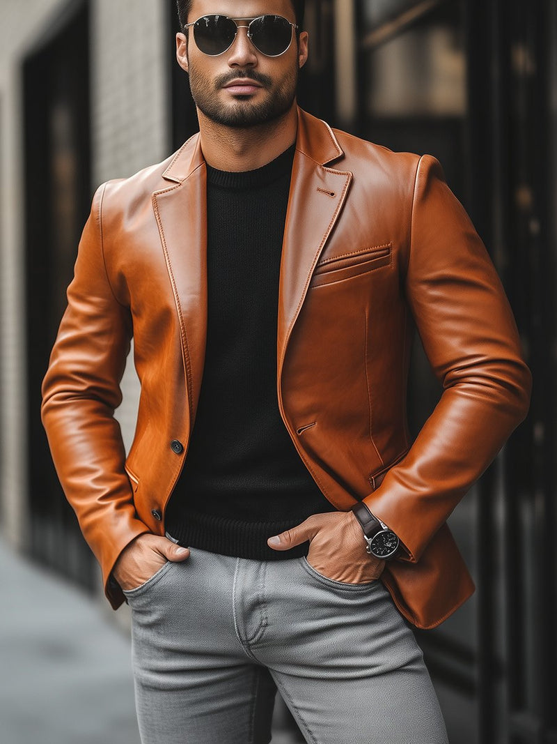 Veste en cuir élégante avec une coupe moderne