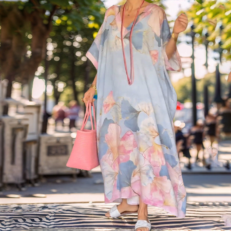 Robe fleurie à fleurs en longueur cheville