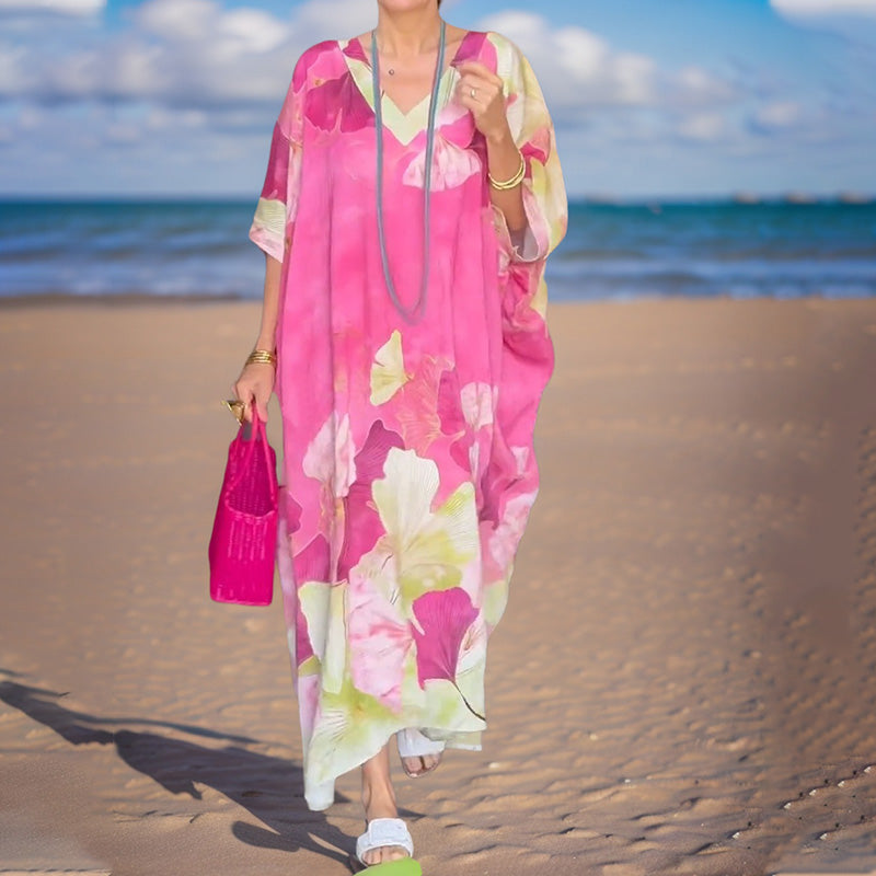 Robe fleurie à fleurs en longueur cheville