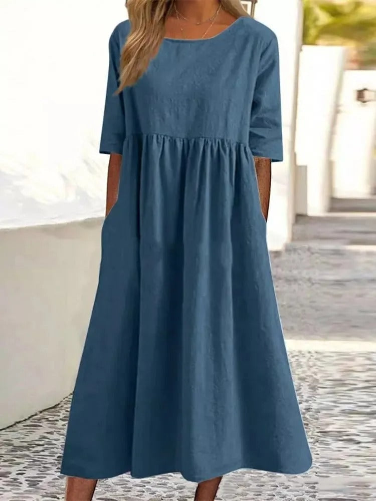Robe Midi Élégante avec Couverture du Ventre