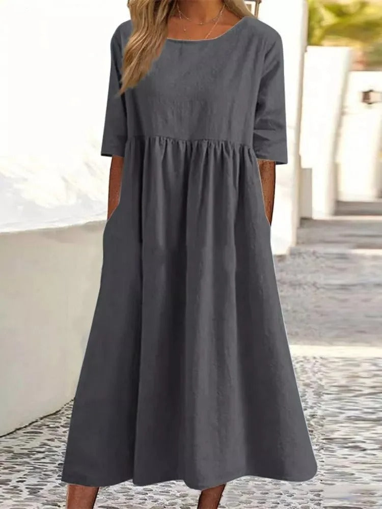 Robe Midi Élégante avec Couverture du Ventre